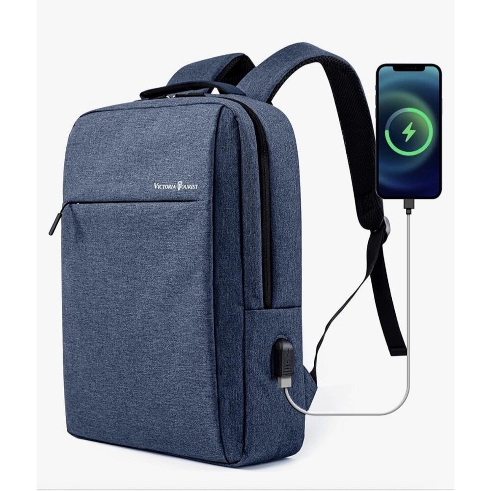 Victoriatourist Laptop Backpack, Business Slim Durable 17 Inch Blue NEW